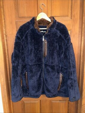 PellePelle Navy Sherpa Fleece Jacket for Men- XL